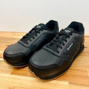 Reebok Harman Composite Toe Work Shoes Black Leather Mens 6 Womens 8